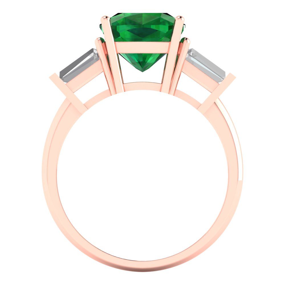 3 cttw Simulated Emerald Three-Stone Engagement Ring - Solid Gold (Cushion Cut,8.0mm)