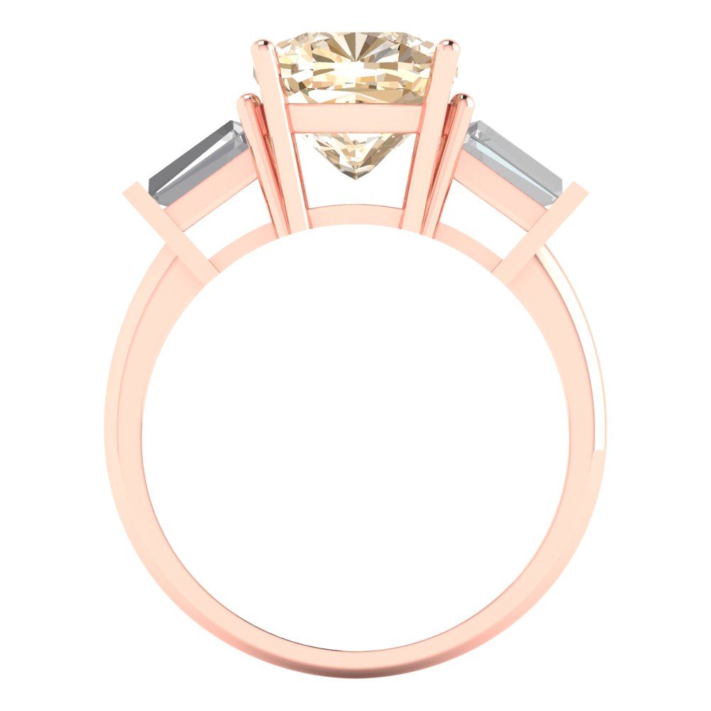 3 cttw Natural Morganite Three-Stone Engagement Ring - Solid Gold (Cushion Cut,8.0mm)