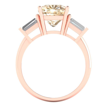 3 cttw Natural Morganite Three-Stone Engagement Ring - Solid Gold (Cushion Cut,8.0mm)