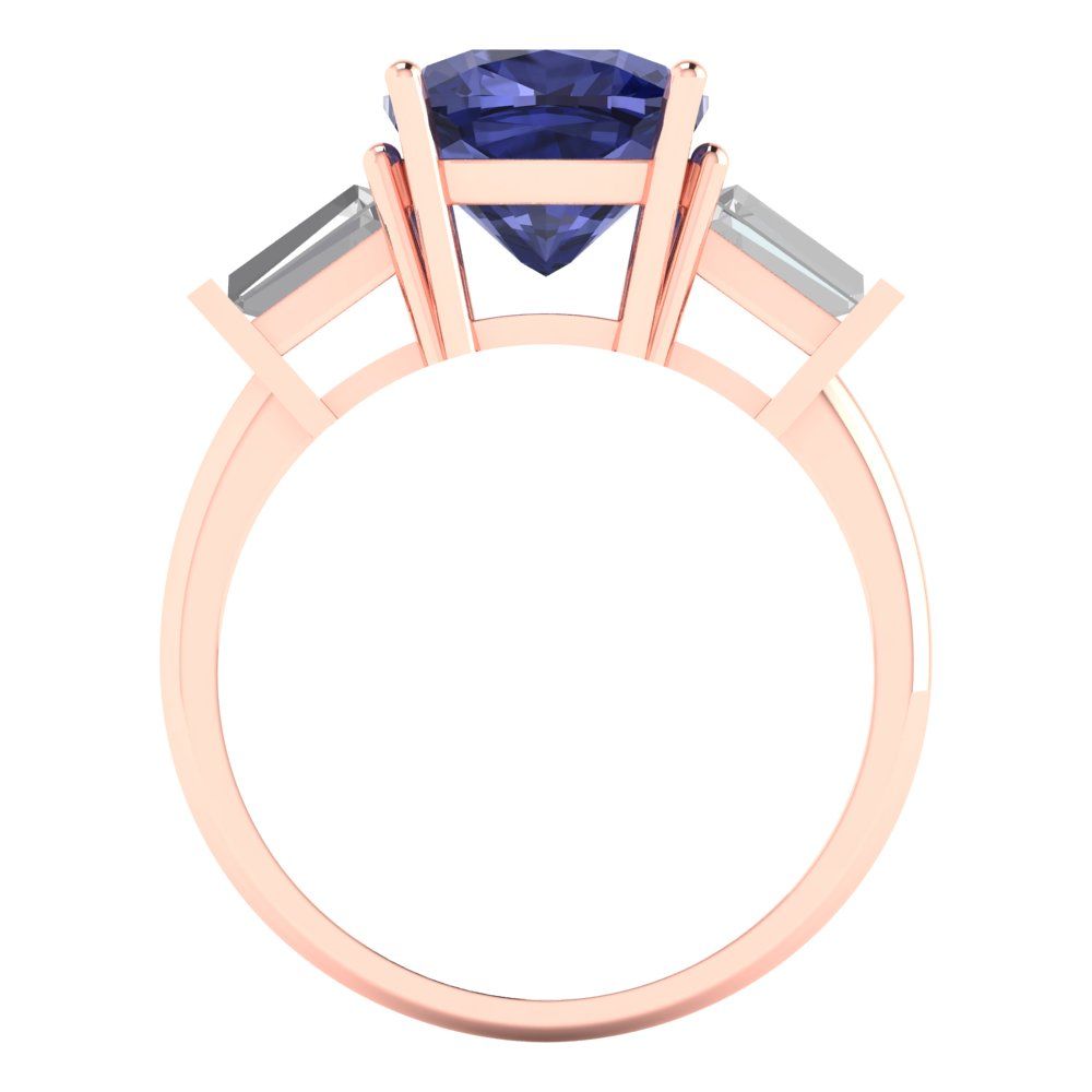 3 cttw Simulated Tanzanite Three-Stone Engagement Ring - Solid Gold (Cushion Cut,8.0mm)