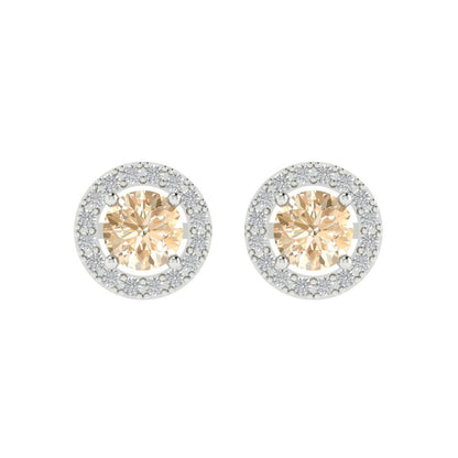 1.24 ctw Morganite Studs Earrings | 5.0mm Round Cut White Gold Screw back | February Birthstone