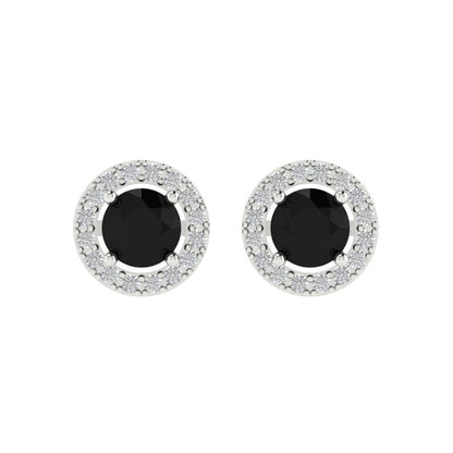 1.24 ctw Onyx Studs Earrings | 5.0mm Round Cut White Gold Screw back | July Birthstone