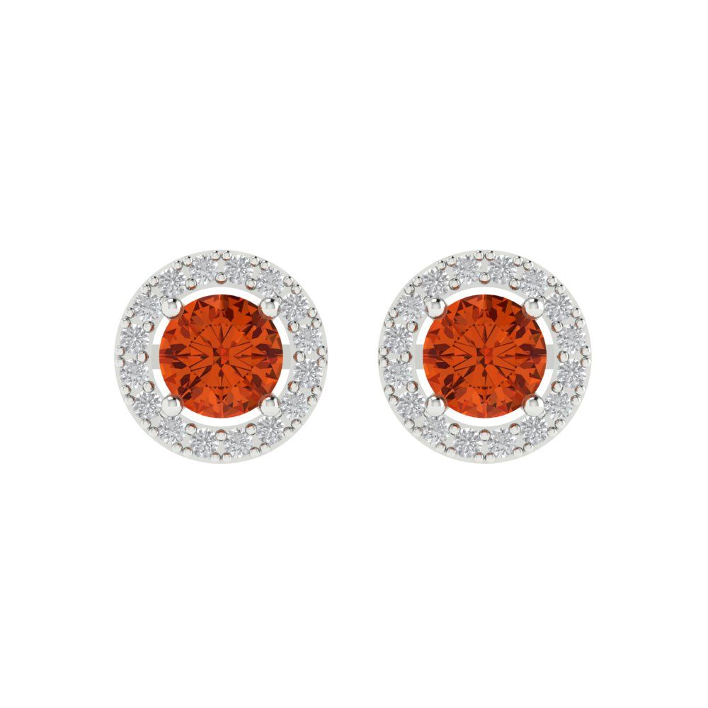1.24 ctw Red Zirconia Studs Earrings | 5.0mm Round Cut White Gold Screw back | April Birthstone