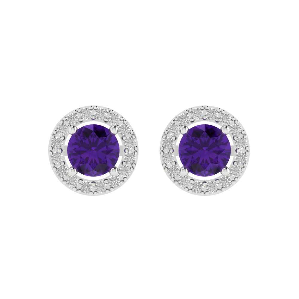1.24cttw Amethyst Gold-Plated 925 Silver Screw Back Stud Earrings