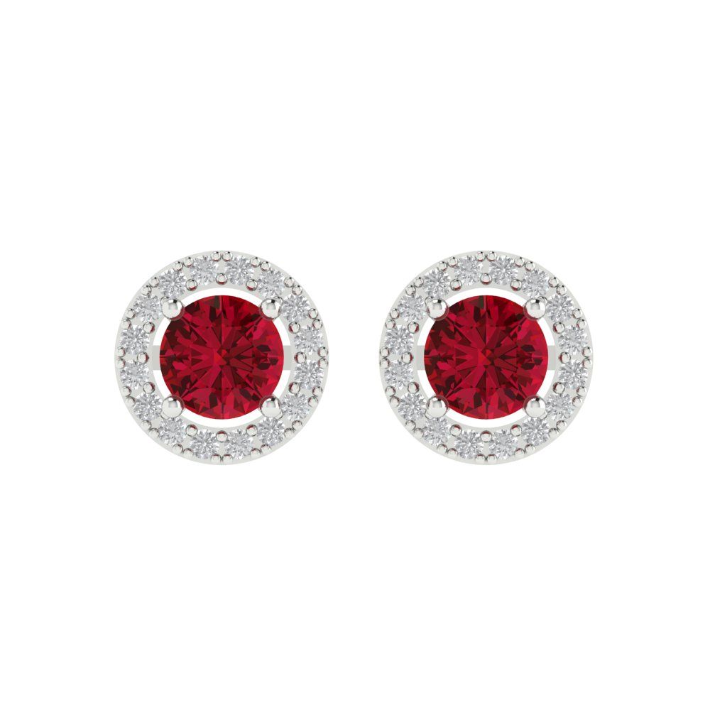 1.24 ctw Pink Tourmaline Studs Earrings | 5.0mm Round Cut White Gold Screw back | April Birthstone