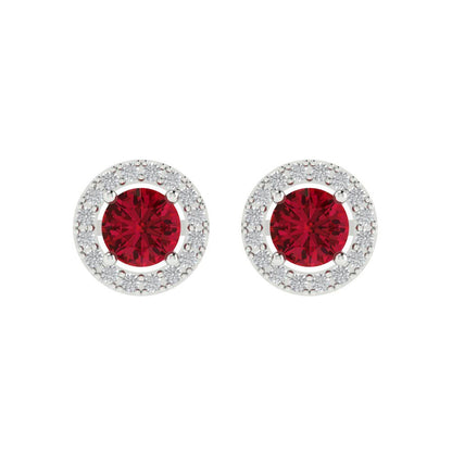 1.24 ctw Pink Tourmaline Studs Earrings | 5.0mm Round Cut White Gold Screw back | April Birthstone