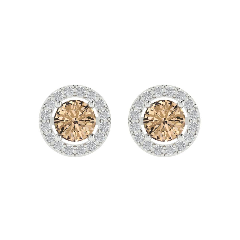 1.24 ctw Yellow Moissanite Studs Earrings | 5.0mm Round Cut White Gold Screw back | April Birthstone