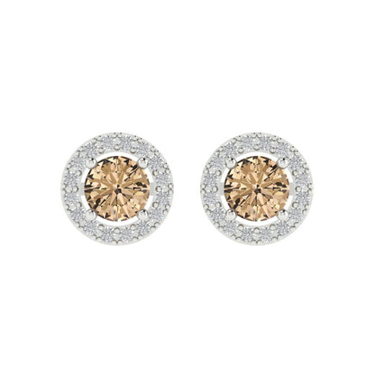 1.24 ctw Yellow Moissanite Studs Earrings | 5.0mm Round Cut White Gold Screw back | April Birthstone