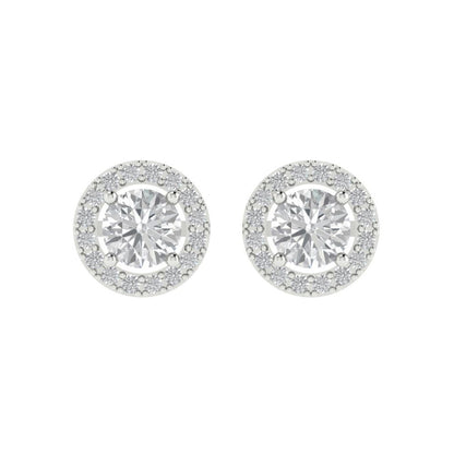1.24 ctw White Sapphire Studs Earrings | 5.0mm Round Cut White Gold Screw back | April Birthstone