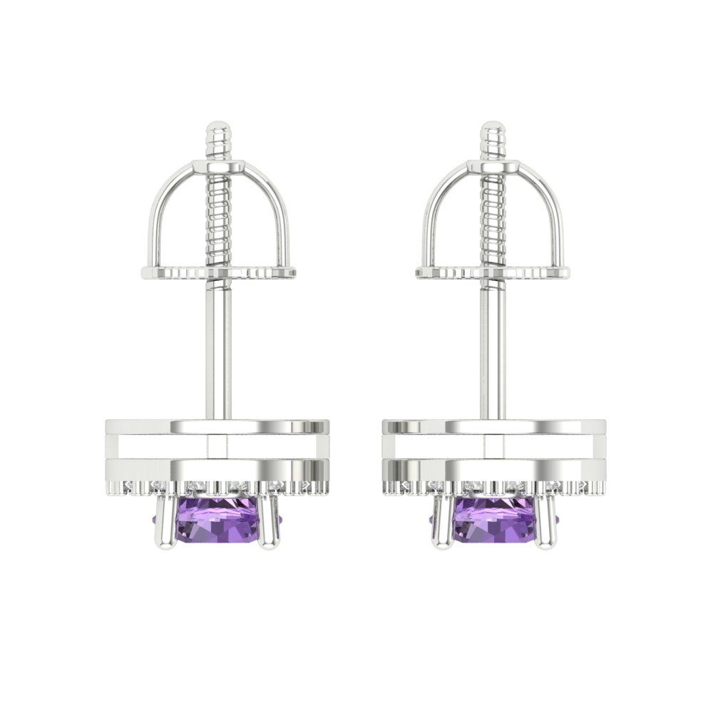 1.24 ctw Alexandrite Studs Earrings | 5.0mm Round Cut White Gold Screw back | June Birthstone