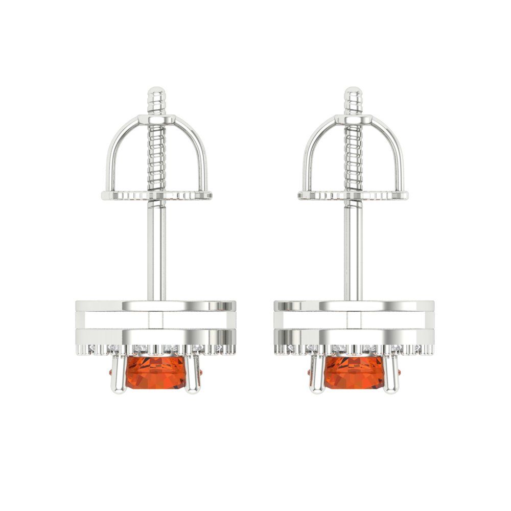 1.24 ctw Red Zirconia Studs Earrings | 5.0mm Round Cut White Gold Screw back | April Birthstone
