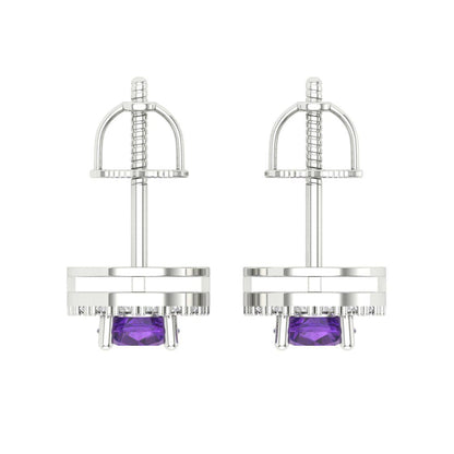 1.24cttw Amethyst Gold-Plated 925 Silver Screw Back Stud Earrings