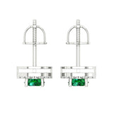 1.3 ct Brilliant Round Cut Halo Studs Simulated Emerald Stone White Gold Earrings Screw back