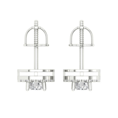 1.24 ctw Zirconia Diamond Studs Earrings | 5.0mm Round Cut White Gold Screw back | April Birthstone