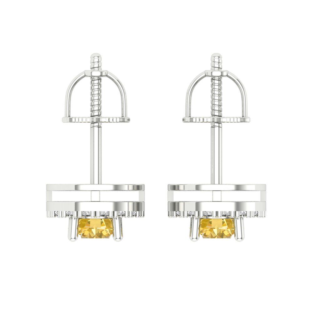 1.24 ctw Citrine Studs Earrings | 5.0mm Round Cut White Gold Screw back | November Birthstone