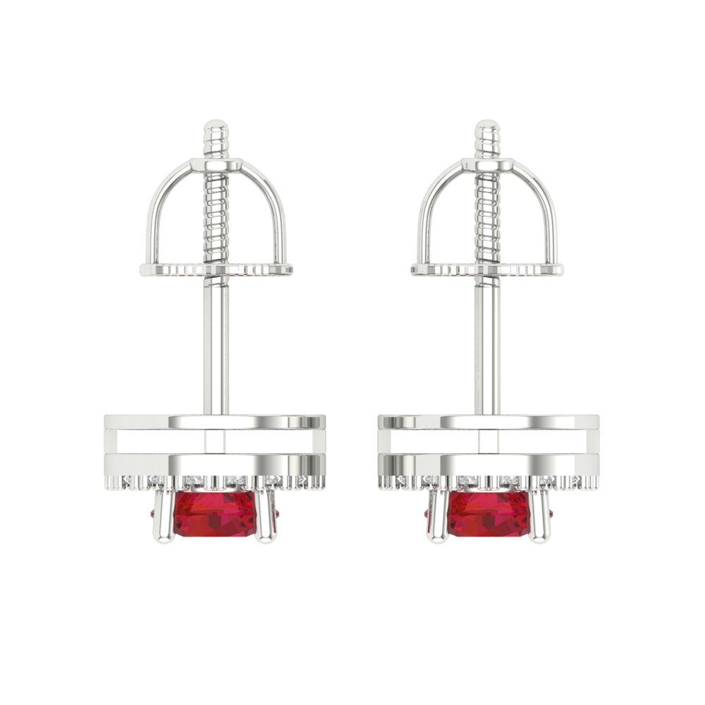 1.24 ctw Pink Tourmaline Studs Earrings | 5.0mm Round Cut White Gold Screw back | April Birthstone