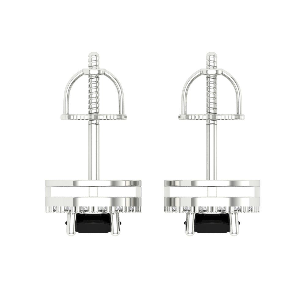 1.24 ctw Onyx Studs Earrings | 5.0mm Round Cut White Gold Screw back | July Birthstone