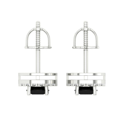 1.24 ctw Onyx Studs Earrings | 5.0mm Round Cut White Gold Screw back | July Birthstone