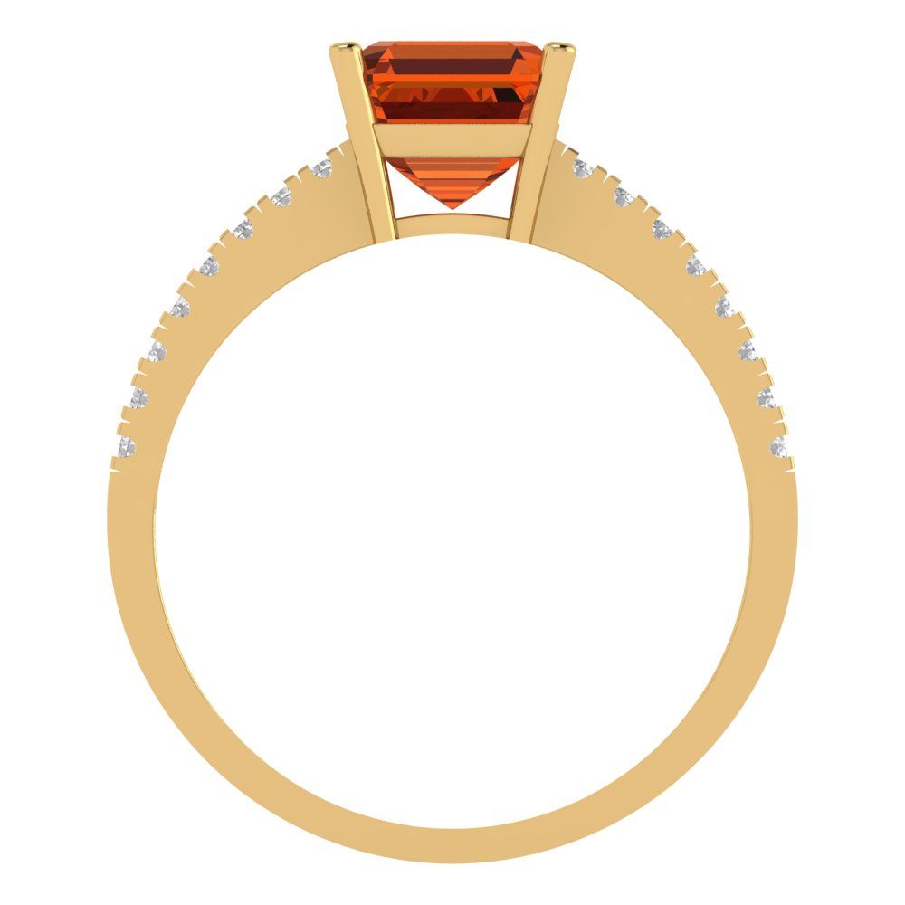 2.7 cttw Zirconia Simulated Red Diamond Solitaire with Zirconia Simulated Diamond Accents Engagement Ring - Solid Gold (VVS1, Cushion Cut,6.5mm)