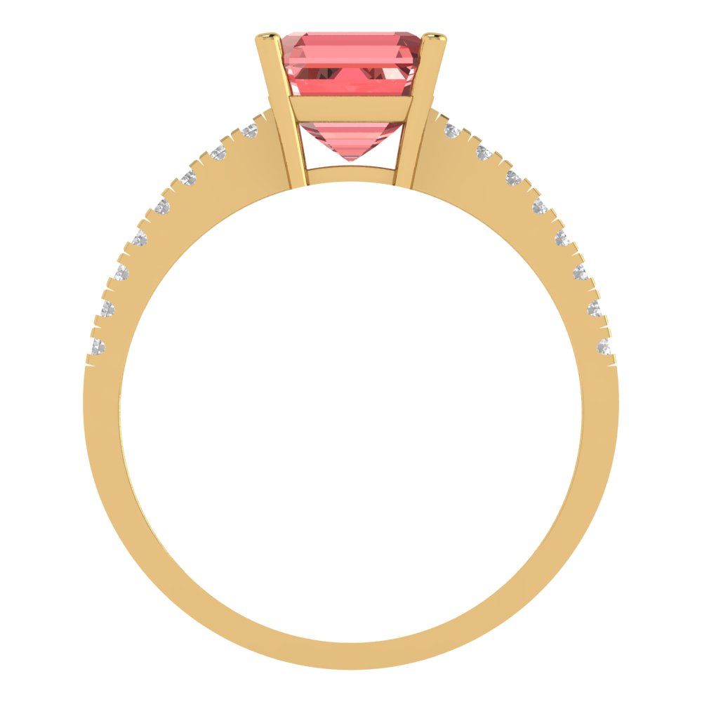 2.7 cttw Natural Garnet Solitaire with Zirconia Simulated Diamond Accents Engagement Ring - Solid Gold (Cushion Cut,6.5mm)