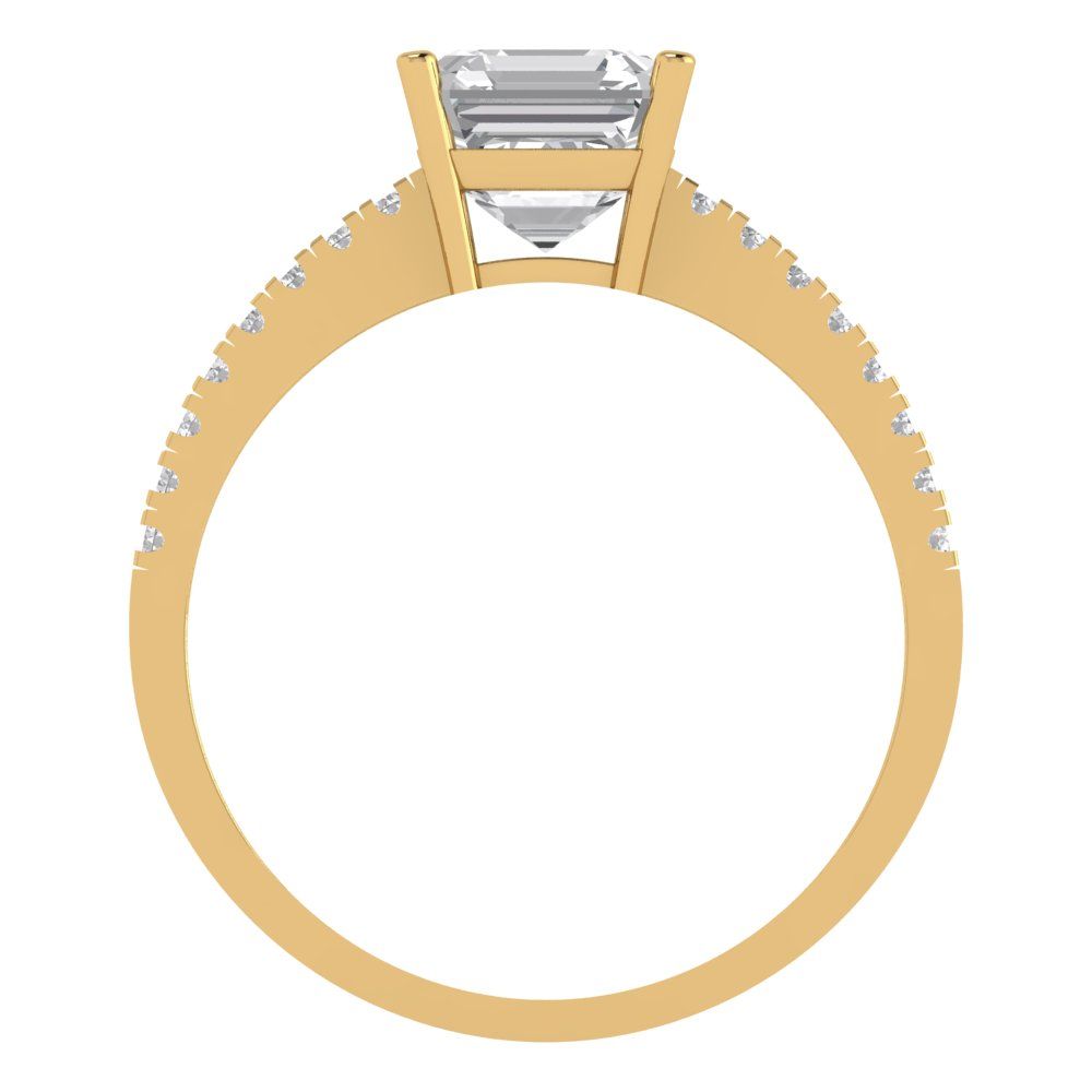 2.7 cttw White Sapphire Solitaire with Zirconia Simulated Diamond Accents Engagement Ring - Solid Gold (Cushion Cut,6.5mm)