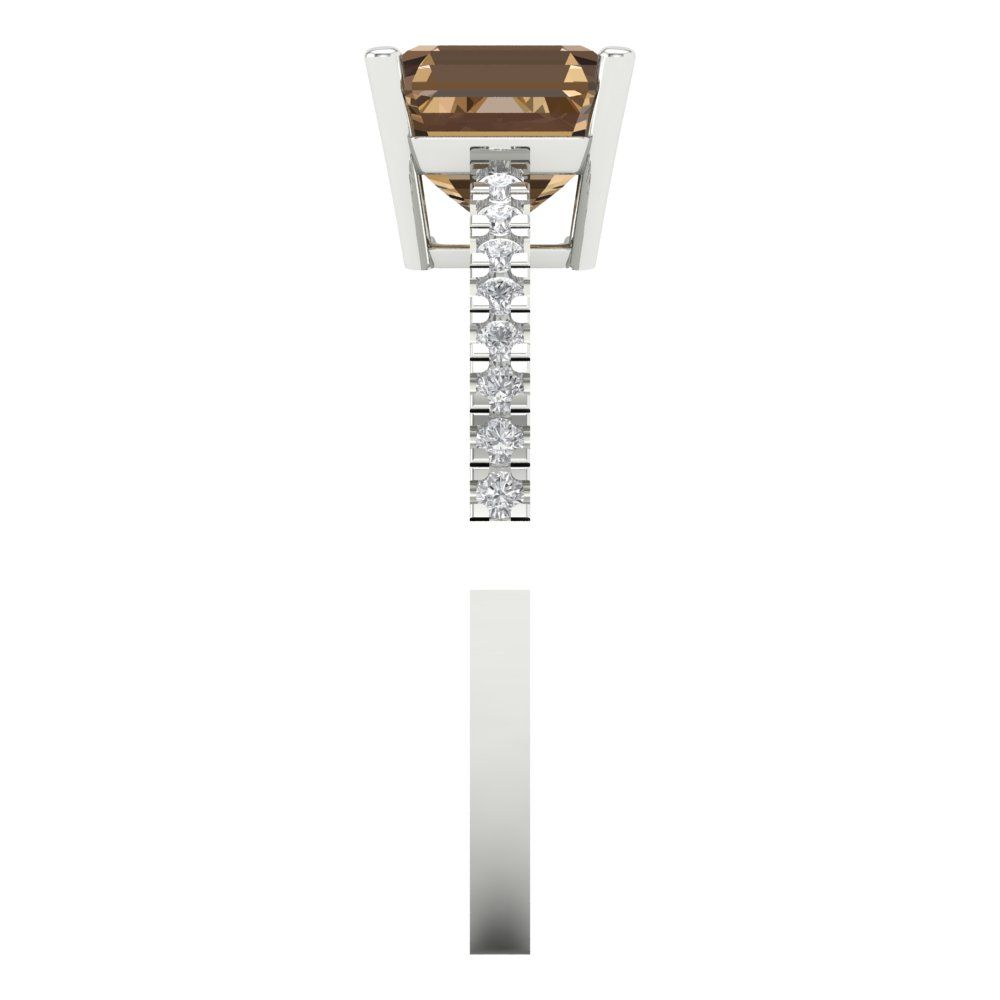 2.7 cttw Zirconia Simulated Champagne Diamond Solitaire with Zirconia Simulated Diamond Accents Engagement Ring - Solid Gold (VVS1, Cushion Cut,6.5mm)