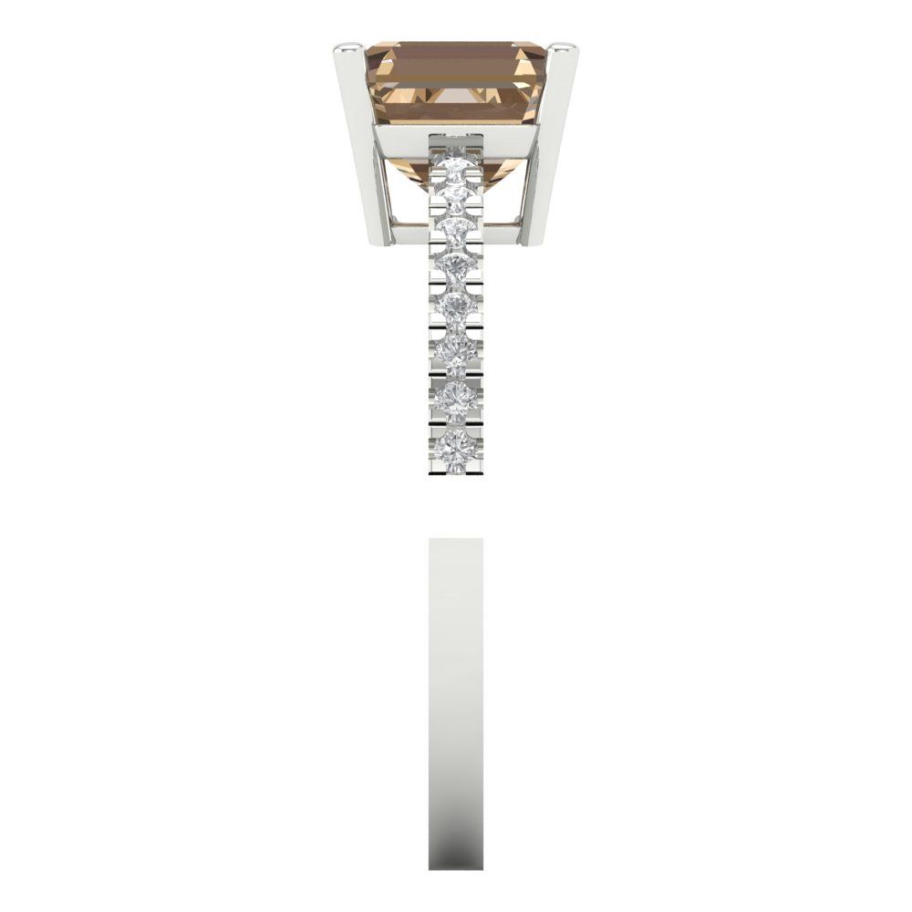 2.7 cttw Yellow Moissanite Solitaire with Zirconia Simulated Diamond Accents Engagement Ring - Solid Gold (Cushion Cut,6.5mm)