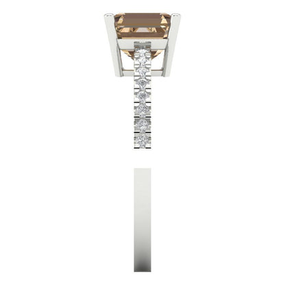 2.7 cttw Yellow Moissanite Solitaire with Zirconia Simulated Diamond Accents Engagement Ring - Solid Gold (Cushion Cut,6.5mm)