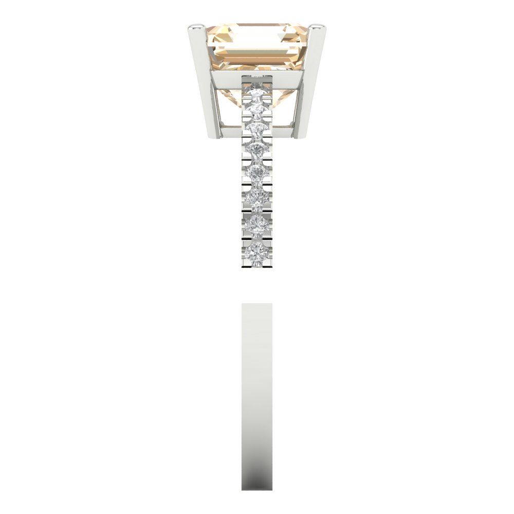 2.7 cttw Natural Morganite Solitaire with Zirconia Simulated Diamond Accents Engagement Ring - Solid Gold (Cushion Cut,6.5mm)