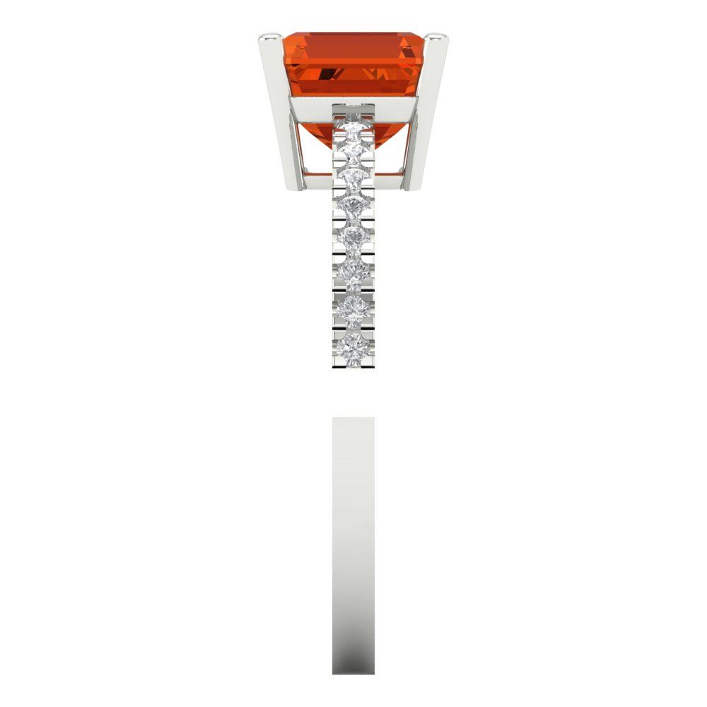 2.7 cttw Zirconia Simulated Red Diamond Solitaire with Zirconia Simulated Diamond Accents Engagement Ring - Solid Gold (VVS1, Cushion Cut,6.5mm)