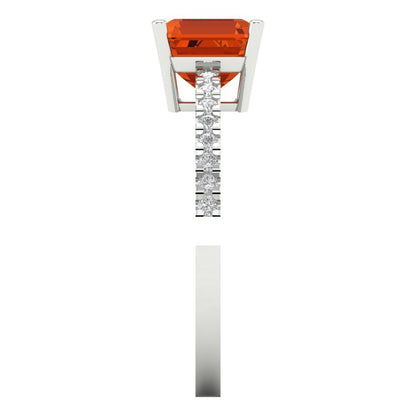 2.7 cttw Zirconia Simulated Red Diamond Solitaire with Zirconia Simulated Diamond Accents Engagement Ring - Solid Gold (VVS1, Cushion Cut,6.5mm)