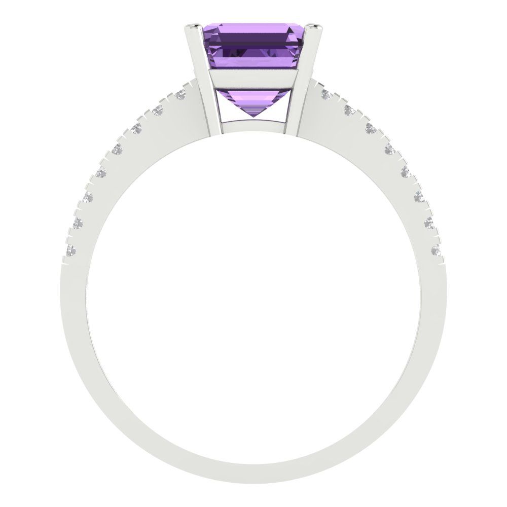 2.7 cttw Simulated Alexandrite Solitaire with Zirconia Simulated Diamond Accents Engagement Ring - Solid Gold (Cushion Cut,6.5mm)