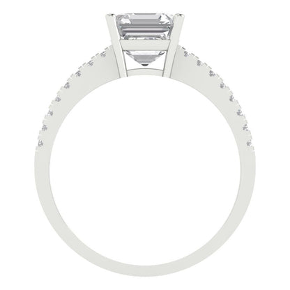 2.7 cttw White Sapphire Solitaire with Zirconia Simulated Diamond Accents Engagement Ring - Solid Gold (Cushion Cut,6.5mm)