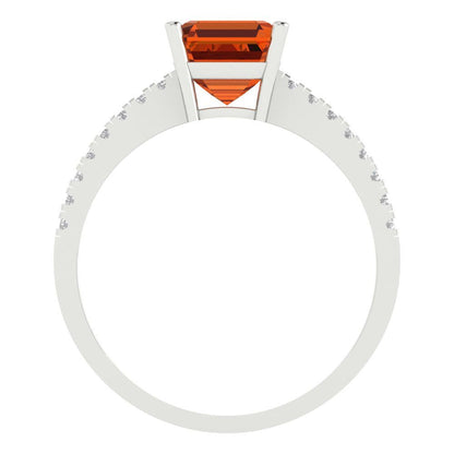 2.7 cttw Zirconia Simulated Red Diamond Solitaire with Zirconia Simulated Diamond Accents Engagement Ring - Solid Gold (VVS1, Cushion Cut,6.5mm)