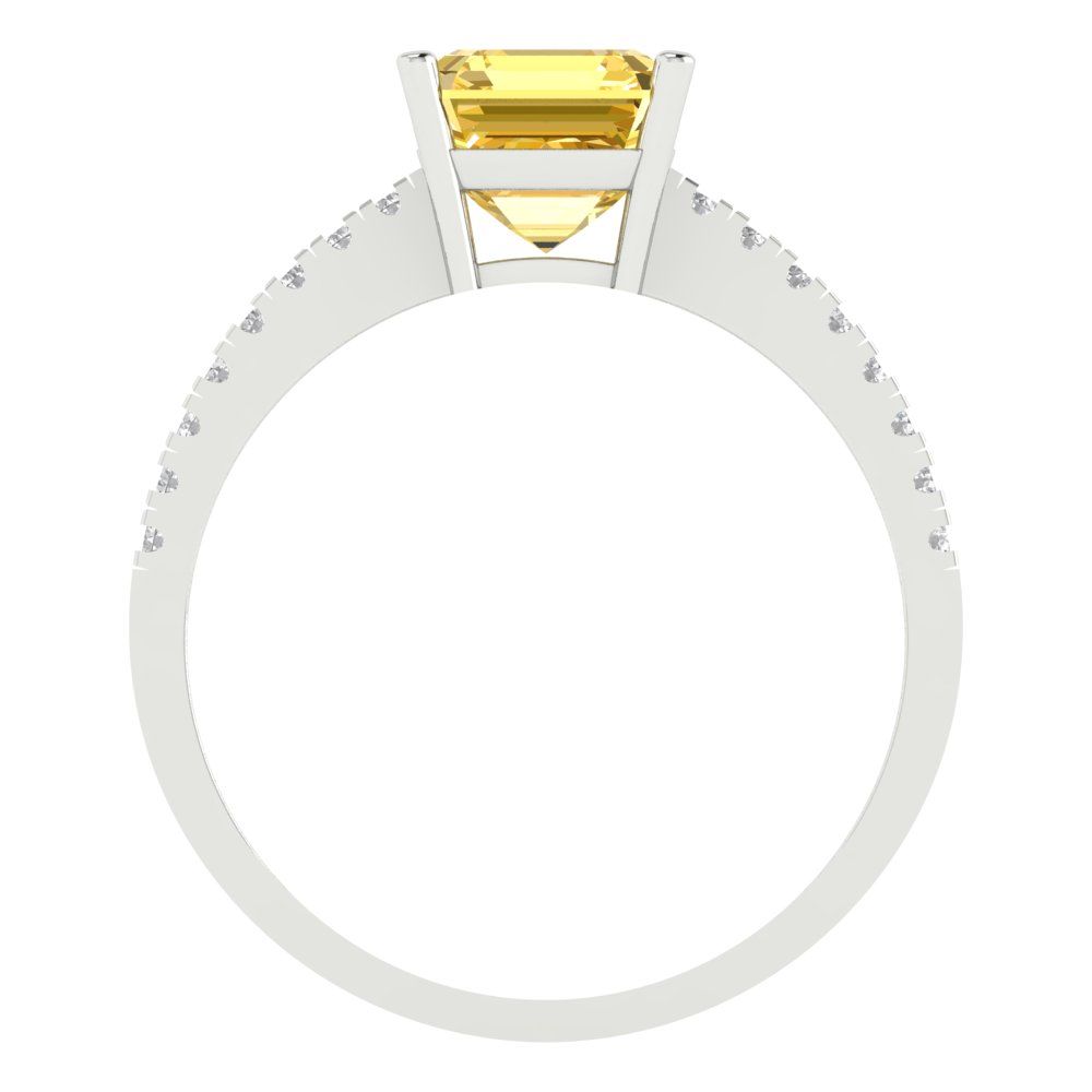 2.7 cttw Natural Citrine Solitaire with Zirconia Simulated Diamond Accents Engagement Ring - Solid Gold (Cushion Cut,6.5mm)