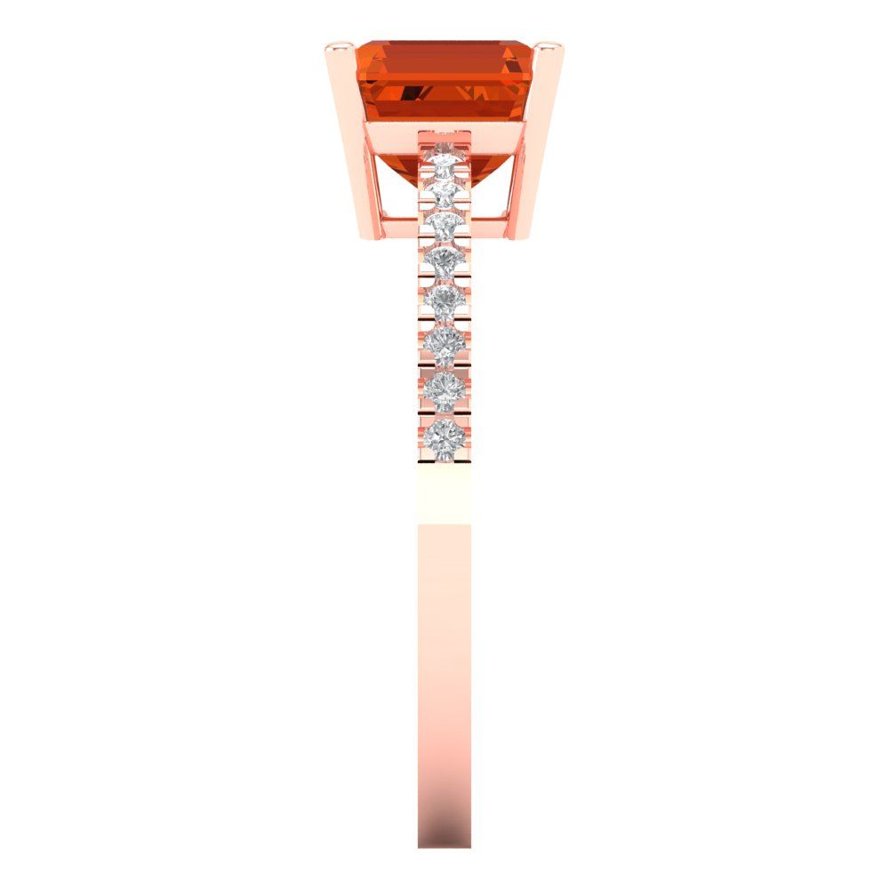 2.7 cttw Zirconia Simulated Red Diamond Solitaire with Zirconia Simulated Diamond Accents Engagement Ring - Solid Gold (VVS1, Cushion Cut,6.5mm)