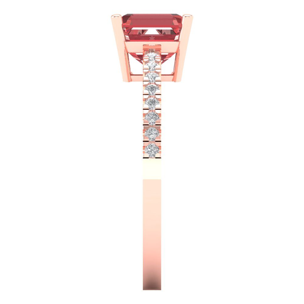 2.7 cttw Natural Garnet Solitaire with Zirconia Simulated Diamond Accents Engagement Ring - Solid Gold (Cushion Cut,6.5mm)