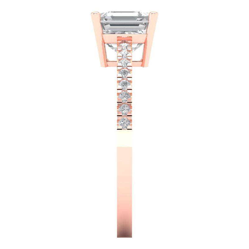 2.7 ct Brilliant Cushion Cut Natural Diamond Stone Clarity SI1-2 Color G-H Rose Gold Solitaire with Accents Ring