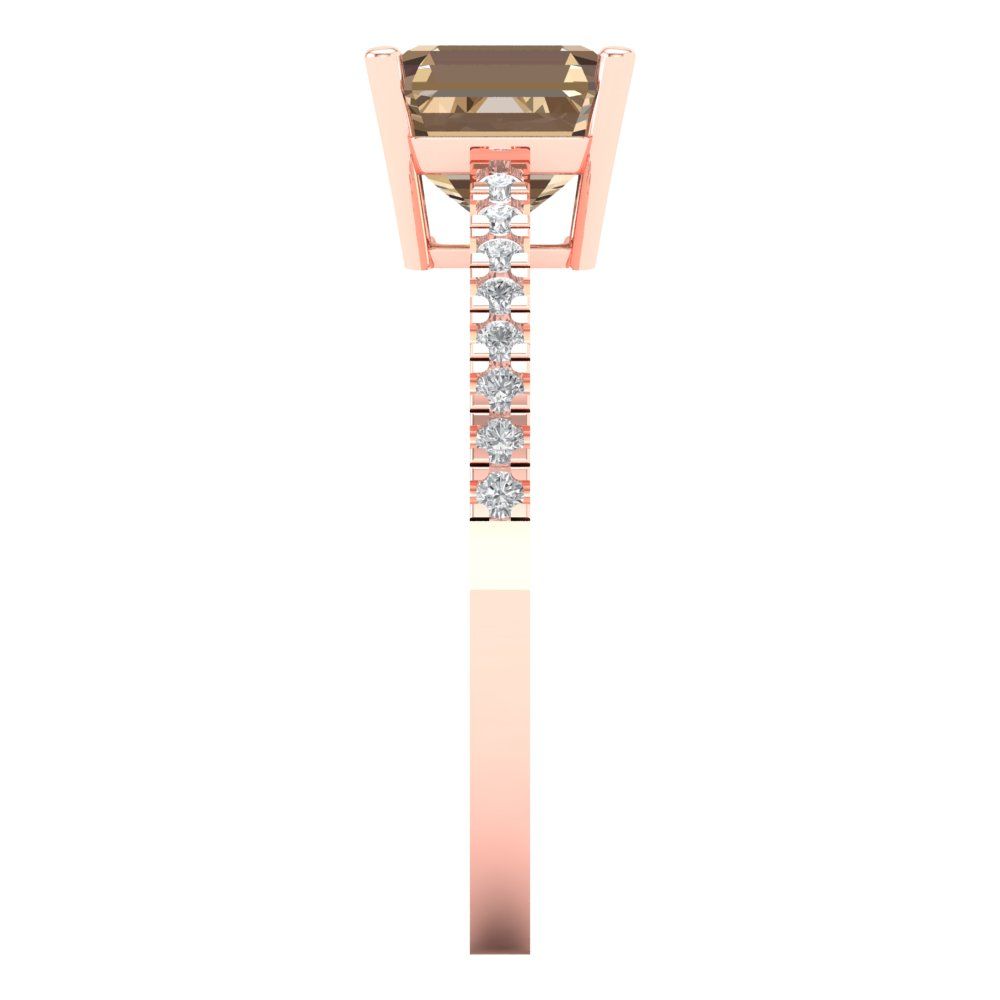 2.7 cttw Yellow Moissanite Solitaire with Zirconia Simulated Diamond Accents Engagement Ring - Solid Gold (Cushion Cut,6.5mm)