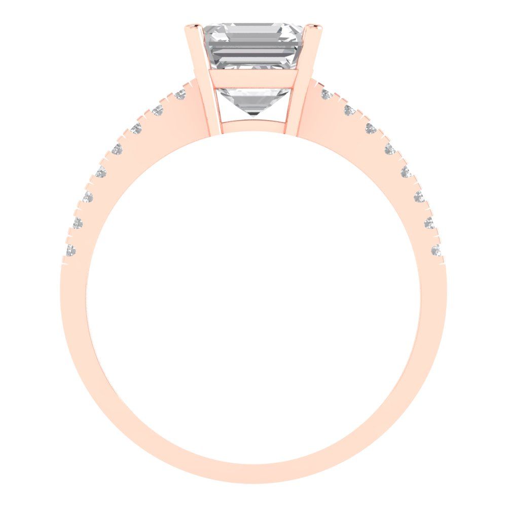 2.7 cttw Certified Moissanite Solitaire with Zirconia Simulated Diamond Accents Engagement Ring - Solid Gold (VVS1, D-F,Cushion Cut,6.5mm)