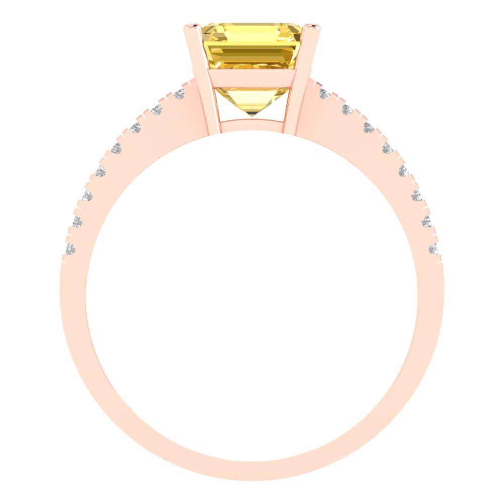 2.7 cttw Natural Citrine Solitaire with Zirconia Simulated Diamond Accents Engagement Ring - Solid Gold (Cushion Cut,6.5mm)