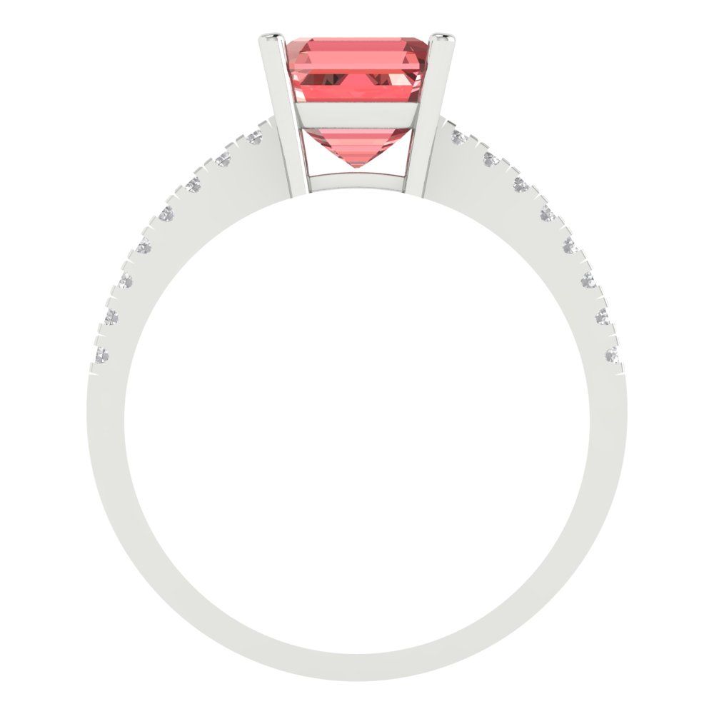2.7 cttw Natural Garnet Solitaire with Zirconia Simulated Diamond Accents Engagement Ring - Solid White Gold (VVS1, Asscher Cut,6.5mm)