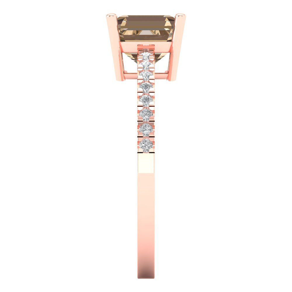 2.7 cttw Yellow Moissanite Solitaire with Zirconia Simulated Diamond Accents Engagement Ring - Solid Gold (Asscher Cut,6.5mm)