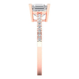 2.7 ct Brilliant Asscher Cut Natural Diamond Stone Clarity SI1-2 Color G-H Rose Gold Solitaire with Accents Ring