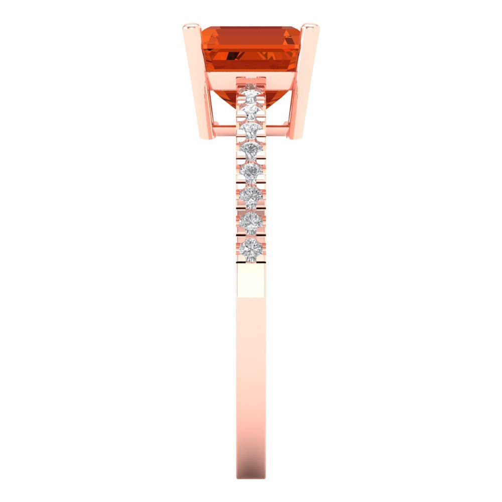 2.7 cttw Zirconia Simulated Red Diamond Solitaire with Zirconia Simulated Diamond Accents Engagement Ring - Solid Gold (VVS1, Asscher Cut,6.5mm)