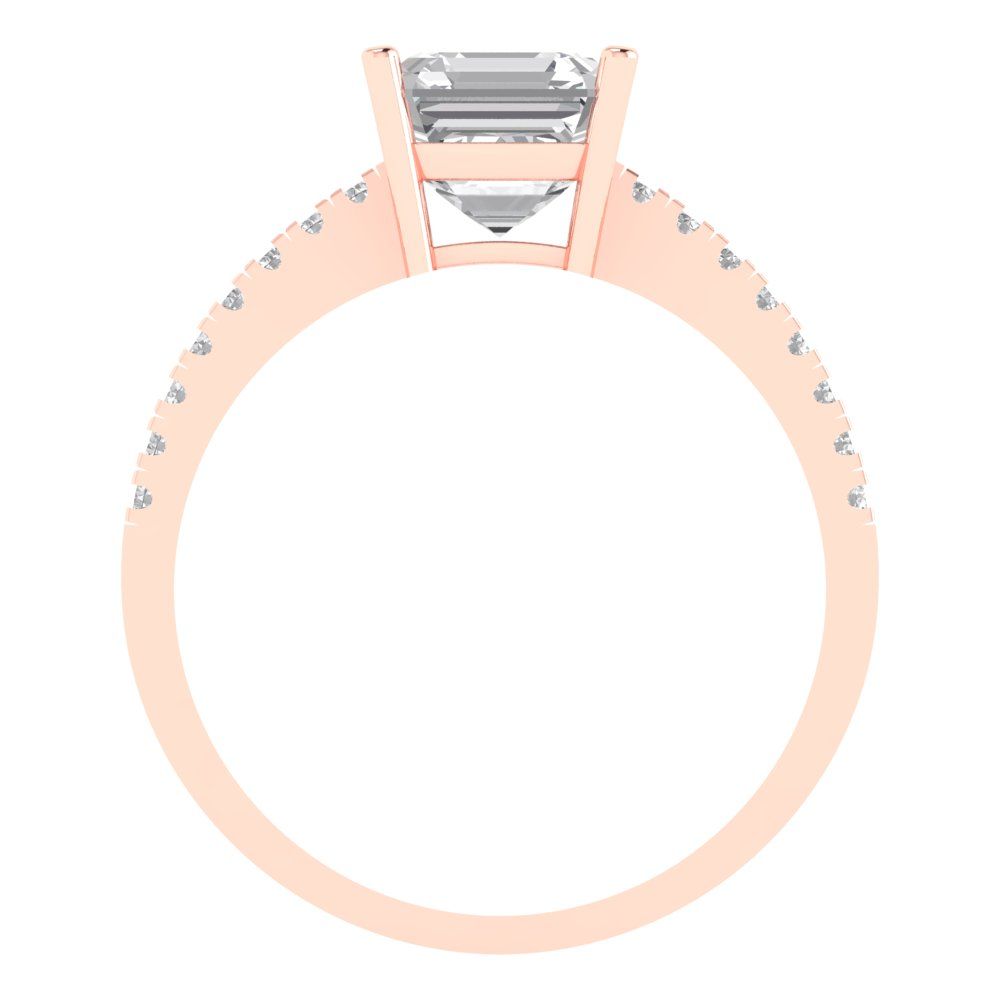 2.7 cttw Certified Moissanite Solitaire with Zirconia Simulated Diamond Accents Engagement Ring - Solid Gold (VVS1, D-F,Asscher Cut,6.5mm)