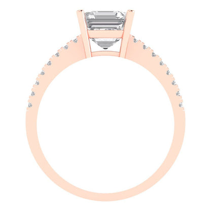 2.7 cttw Certified Moissanite Solitaire with Zirconia Simulated Diamond Accents Engagement Ring - Solid Gold (VVS1, D-F,Asscher Cut,6.5mm)