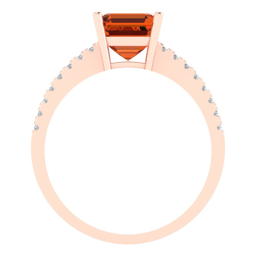 2.7 cttw Simulated Ruby Solitaire with Zirconia Simulated Diamond Accents Engagement Ring - Solid Rose Gold (VVS1, Asscher Cut,6.5mm)