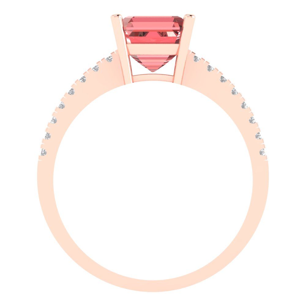 2.7 cttw Natural Garnet Solitaire with Zirconia Simulated Diamond Accents Engagement Ring - Solid Rose Gold (VVS1, Asscher Cut,6.5mm)