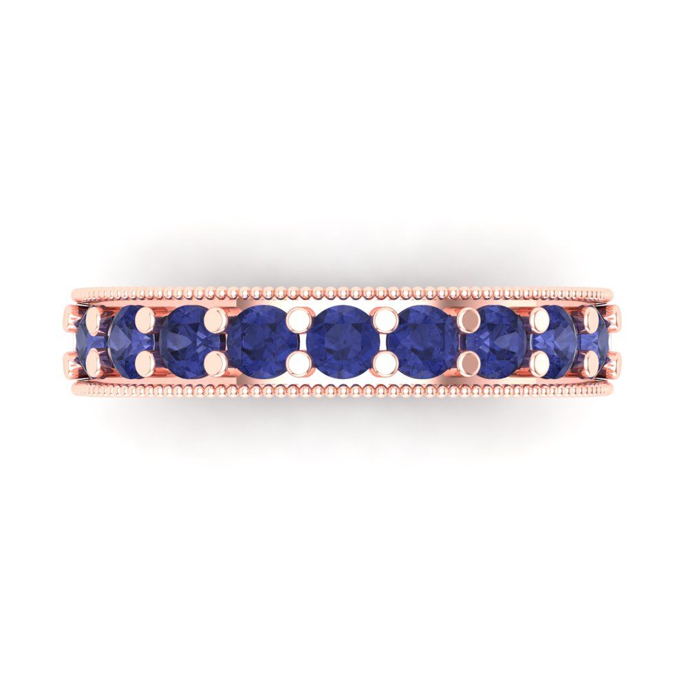 0.81 cttw Simulated Tanzanite Round Cut Rose Gold Eternity Wedding Band